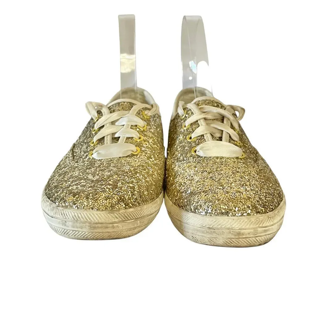 Kate Spade x Keds Champion Gold Glitter Womens Sneakers Trainers Shoes Size 6